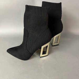 Catherine Malandrino Black Ankle Boots with Silver Heels